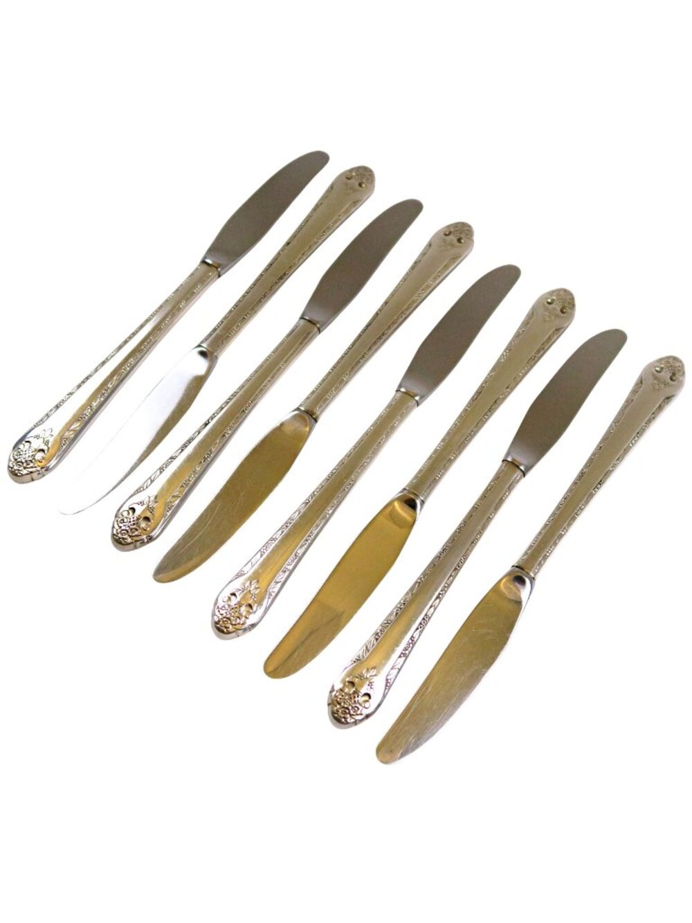 Lovely Lady Grille Knives (Set of 8) Holmes & Edwards Inlaid Silverplate
